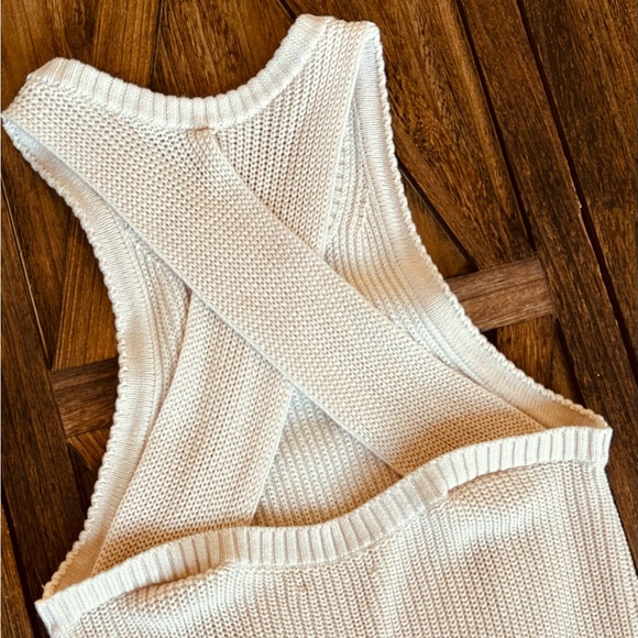 J. Crew sz M Cotton Cashmere Ivory Sleeveless Knit Top - Picture 3 of 7
